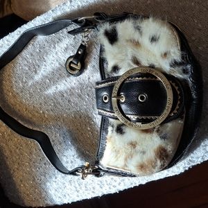 NWOT Red by Marc Ecko Snow Leopard look fur sachel